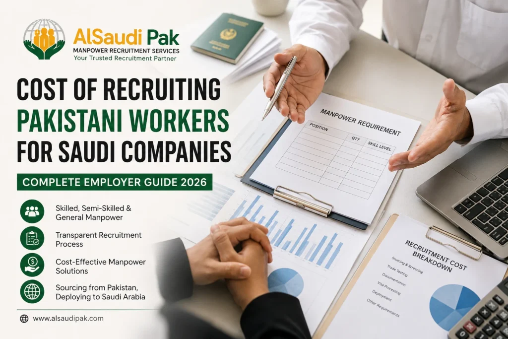 Cost of recruiting Pakistani workers for Saudi companies with AlSaudi Pak manpower recruitment