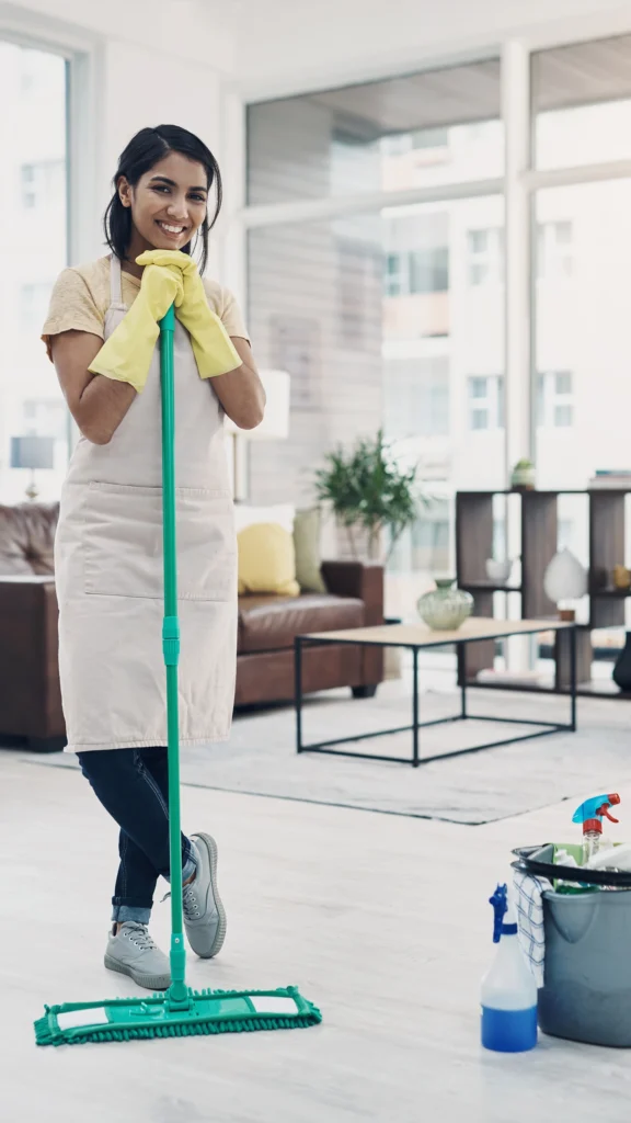Professional cleaning worker